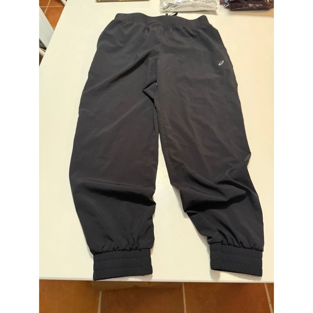 ASICS Mens Black Performance Running Jogger Pants Reflective Zip Pocket Size M